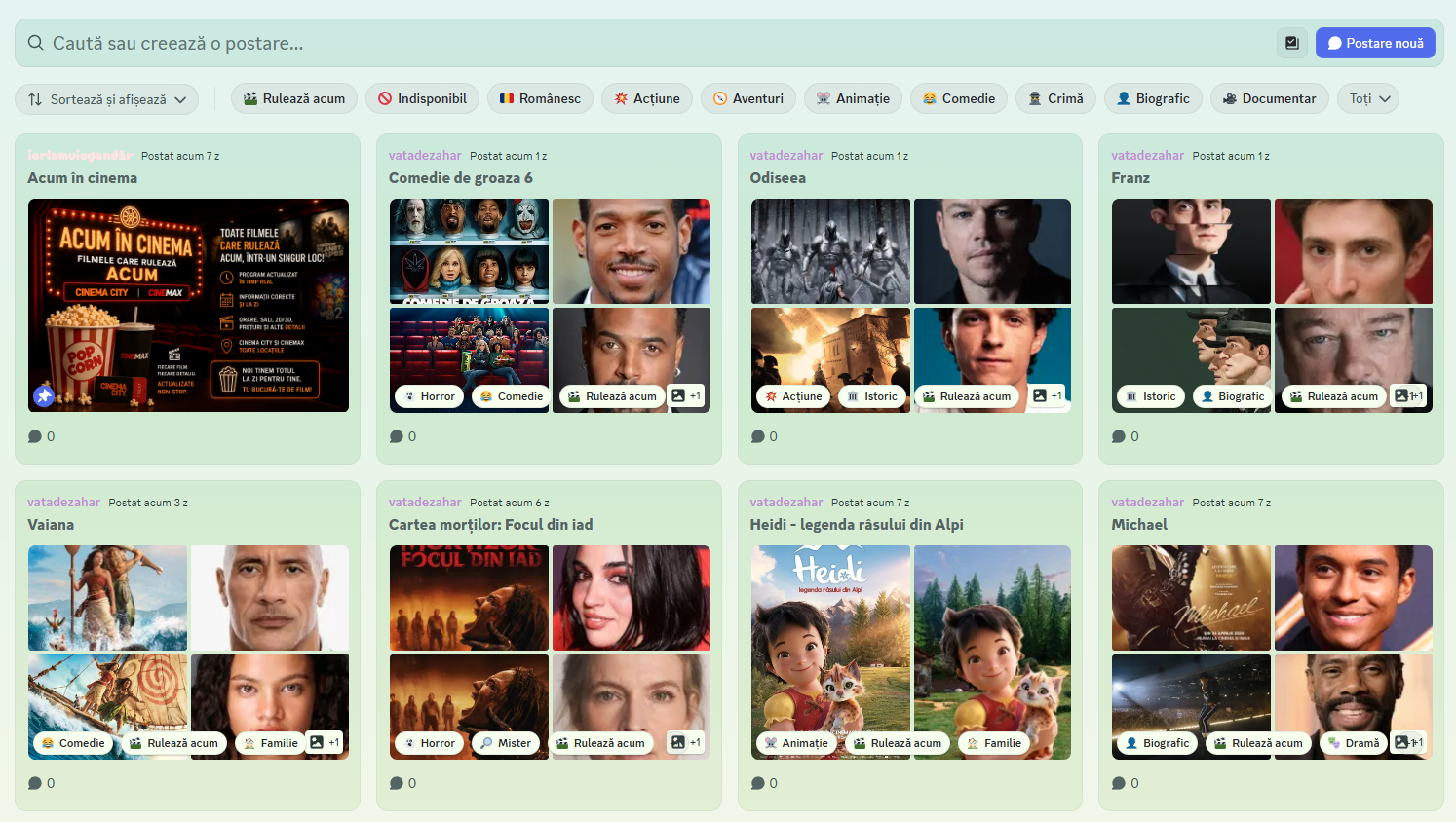 Forum Discord creat de Cinema România Bot, cu filme, imagini, actori și taguri